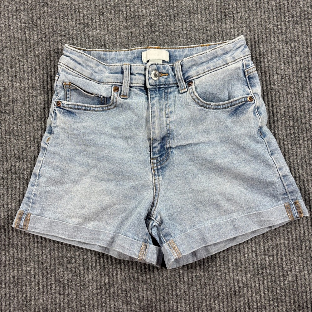H&M Denim Shorts Women Size 4 Light Blue High Rise Cuffed‎ Hem 0775